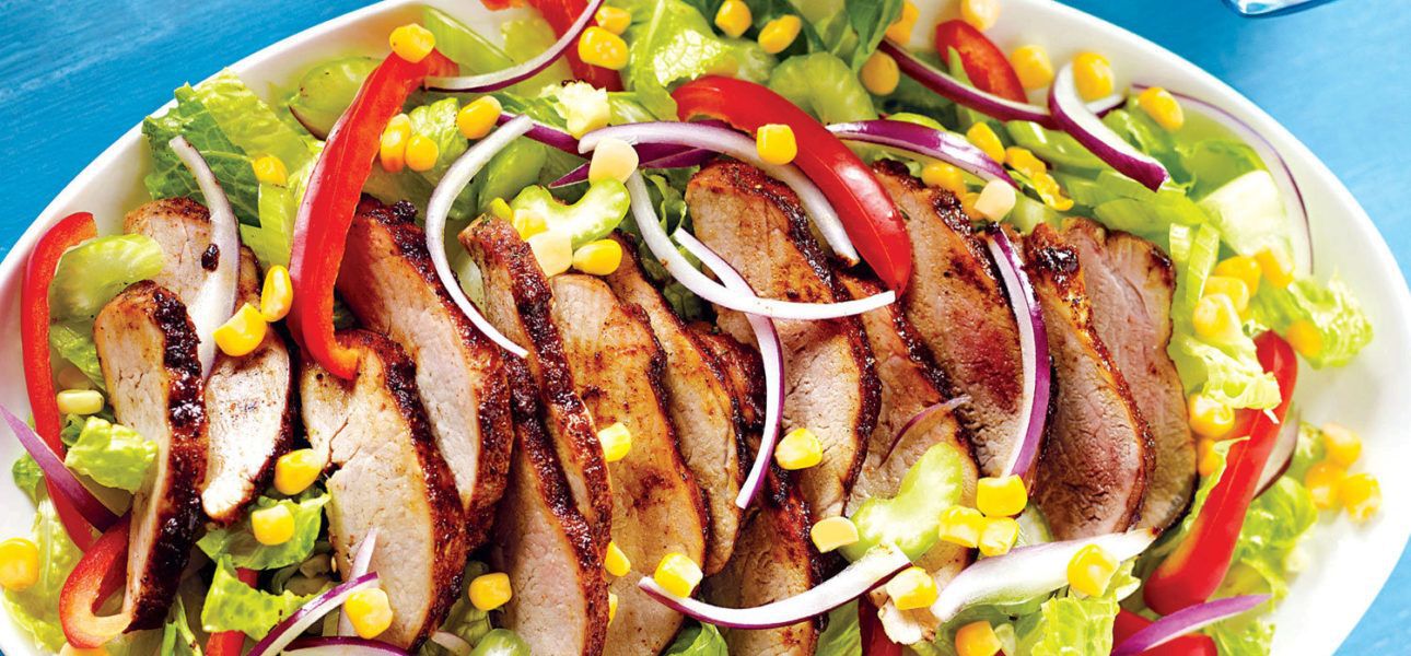 Southwestern Pork Tenderloin with Corn Salad cropped