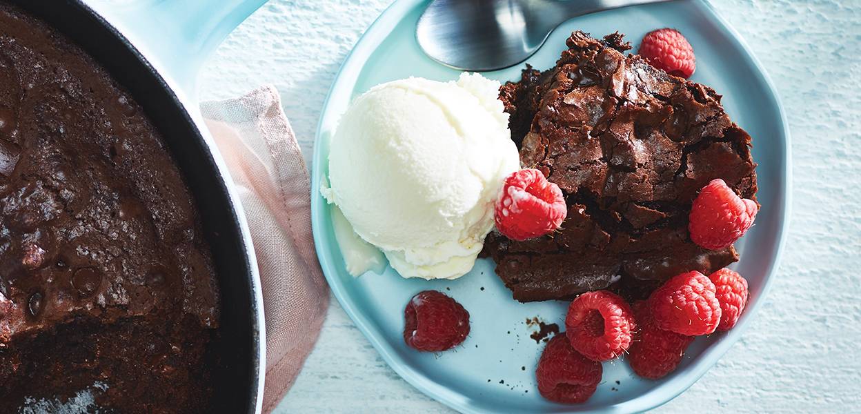 Grilled Fudgy One-Skillet Brownie