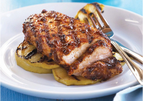 Savoury Pork Chops with Grilled Apples
