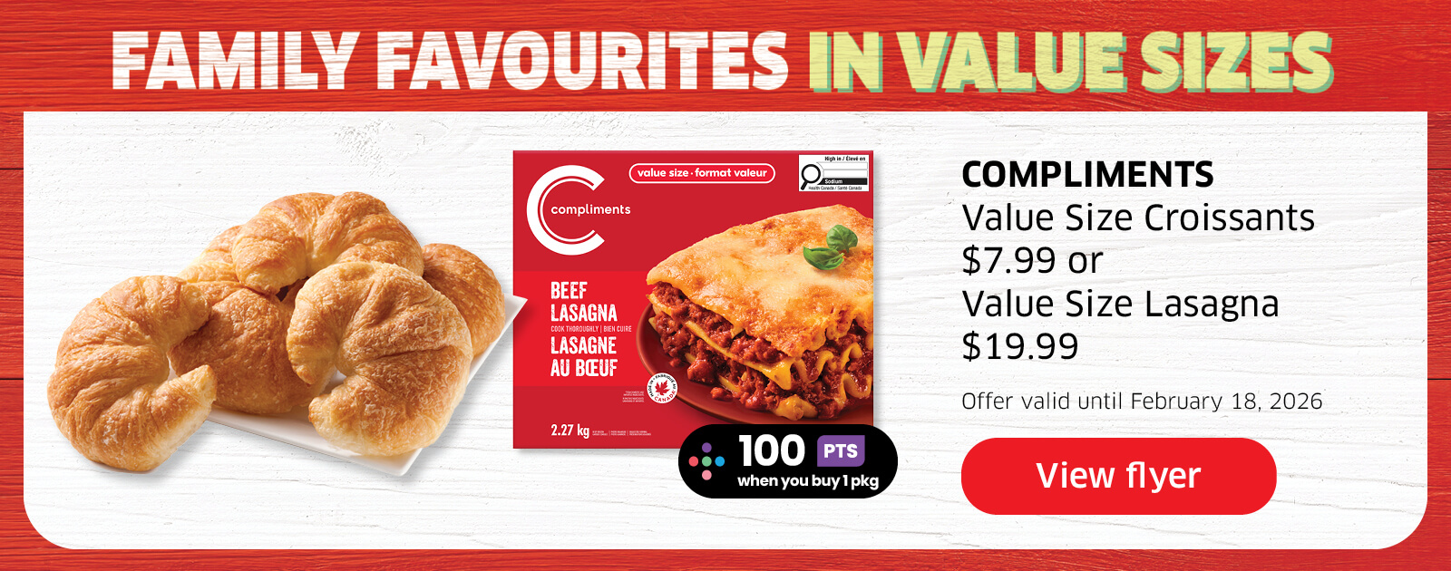 Weekly digital flyer deals on compliments value sizes products.