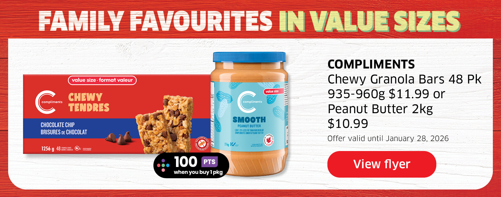 Weekly digital flyer deals on compliments value sizes produts.